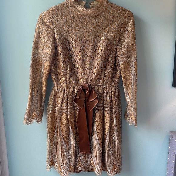 Vintage Gold Lace Pant Suit - Picture 5 of 10